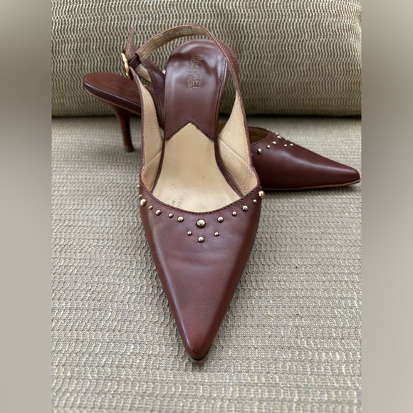 Michael Michael Kors Chestnut Leather Slingback Heels Size 8 - Picture 2 of 4
